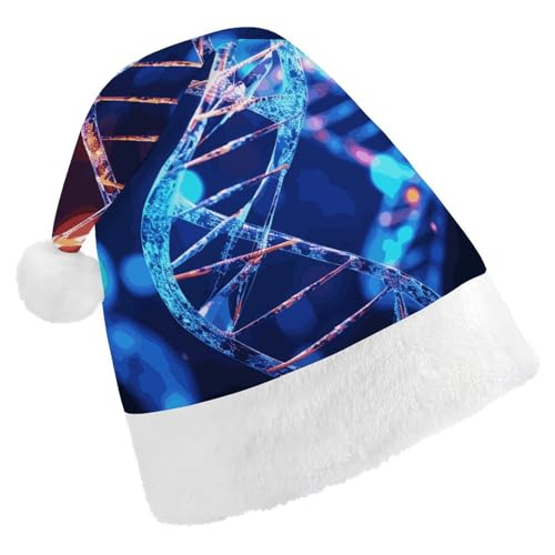 DJUETRUI Weihnachtsmütze, lustige Weihnachtsmütze, DNA, genetische Helix-Weihnachtsmütze für Erwachsene, weicher Plüsch, Weihnachtsmannmütze, bequem, Weihnachtsmütze von DJUETRUI