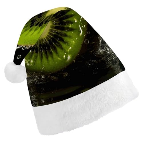 DJUETRUI Weihnachtsmütze, lustige Weihnachtsmütze, Kiwi-Früchte, Weihnachtsmütze für Erwachsene, weicher Plüsch, Weihnachtsmannmütze, bequem, Weihnachtsmütze von DJUETRUI