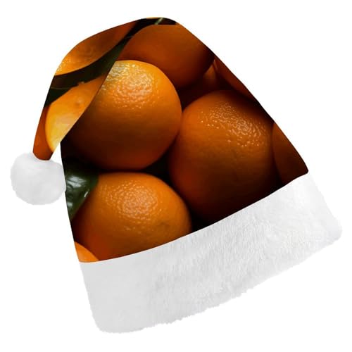 DJUETRUI Weihnachtsmütze, lustige Weihnachtsmütze, Orangen, Weihnachtsmützen für Erwachsene, weicher Plüsch, Weihnachtsmannmütze, bequeme Weihnachtsmütze von DJUETRUI