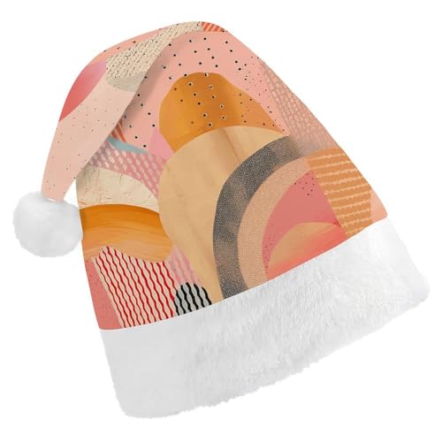 DJUETRUI Weihnachtsmütze, lustige Weihnachtsmütze, beige, Collage, Weihnachtsmützen für Erwachsene, weicher Plüsch, Weihnachtsmannmütze, bequeme Weihnachtsmütze von DJUETRUI