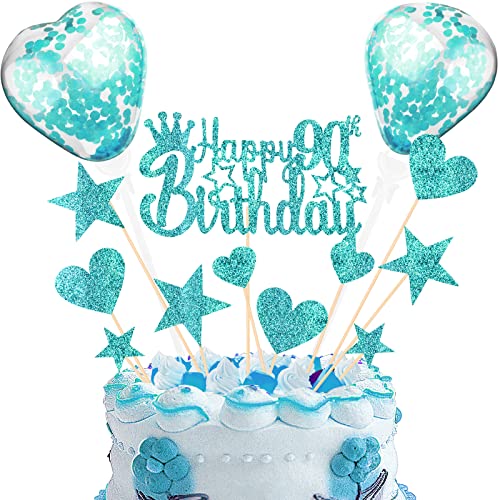 DKBT Tortendeko 90th Blau Kuchen deko Glitzer Happy Birthday Cake Topper Kuchendeko Geburtstagstorte für Geburtstagsfeier Jubiläum DKBT Tortendeko 90th Blau Kuchen deko Glitzer Happy Birthday Cake Topper Kuchendeko Geburtstagstorte für Geburtstagsfeier Jubiläum von DKBT