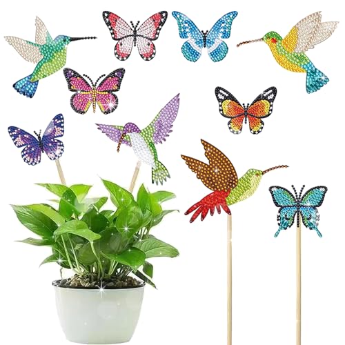 DKDDSSS 10 Stück Diamond Painting Schmetterling Sets für Kinder ab 4 & 6 Jahre - Diamant Malerei von Schmetterlingen Kinder Gartendekoration für Draußen Balkon Deko - Geschenk Für Mama Und Kinder von DKDDSSS