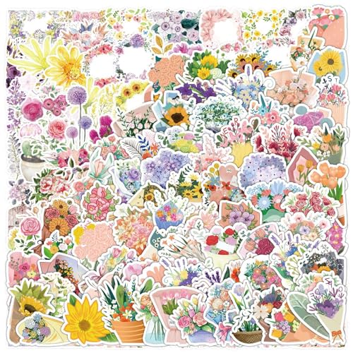 DKDDSSS 200Pcs Scrapbooking Aufkleber Aufkleber Blumen Blumenaufkleber Blumen Aufkleber, Scrapbooking Sticker Scrapbooking Aufkleber Set, Blumen Sticker für Heimwerker Planer Bullet Journals Fotoalbum von DKDDSSS