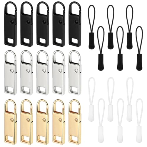 DKDDSSS 27 Stück Reißverschluss Zipper, Reißverschluss Zipper Ersatz, Zipper für Reißverschluss, Reißverschluss Reparatur Set, Reißverschluss Anhänger, für Jacken, Koffer, Kleidung, Schuhe von DKDDSSS