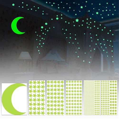 DKDDSSS 564 Stück Leuchtsticker, Leuchtsterne Kinderzimmer, Leuchtsterne selbstklebend, Leuchtende Sterne, Sternenhimmel Aufkleber Leuchtaufkleber, Leuchtsticker Kinderzimmer, Fluoreszierende Sterne von DKDDSSS