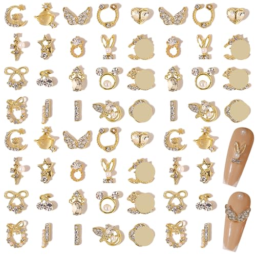 DKDDSSS 60 Stück 3D Nagel Charms, Nagel Charms Dekorations, Bling Strass Nagel Kunst Dekorations Kit, 3D Nail Dekorationen, für Nagel Kunst Dekorations Nail DIY von DKDDSSS