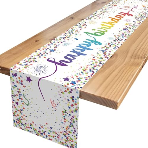 DKDDSSS Geburtstag Tischdecke - Perfekt für Kindergeburtstag Bunte Regenbogen Tischdecke und Basteltischdecke - Wachstuchtischdecke mit Happy Birthday Motiv - Hochwertiger Tischläufer für Mädchen von DKDDSSS