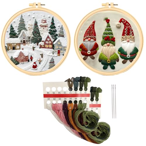 DKDDSSS Sticken Set Erwachsene Weihnachten, Anfänger Stickset für Erwachsene, Christmas Embroidery Kit, Weihnachtskunst-Bastelset, Ideal für Handwerksliebhaber zum Erlernen von Sticktechniken von DKDDSSS