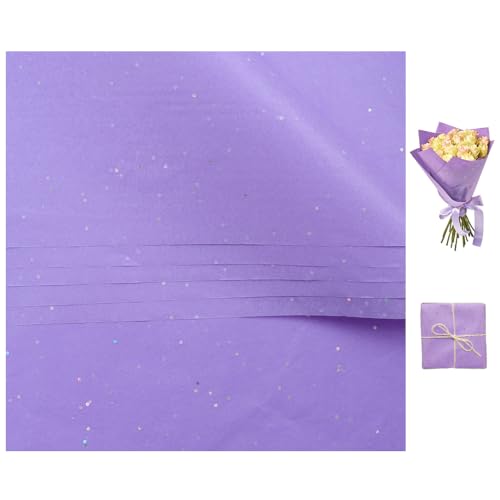 DKDXID 20 Blätt Glitter Seidenpapier Bunt 50x66cm Geschenkpapier Verpackungsmaterial Einpackpapier Seidenpapier zum Verpacken Transparentpapier zum Basteln Bastelpapier Tissue Paper DIY-Hellviolett von DKDXID