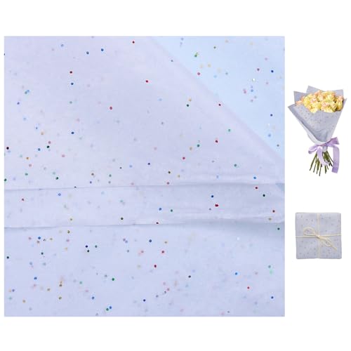 DKDXID 20 Blätt Glitter Seidenpapier Bunt 50x66cm Geschenkpapier Verpackungsmaterial Einpackpapier Seidenpapier zum Verpacken Transparentpapier zum Basteln Bastelpapier Tissue Paper für DIY-Bunt von DKDXID