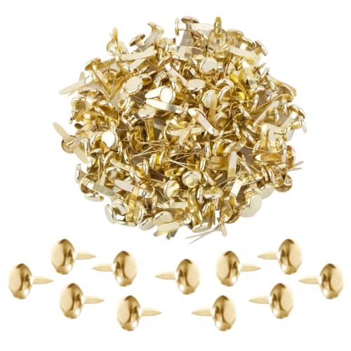 DKDXID 200 Stück Musterklammern Gold Rundkopfklammern Musterbeutelklammern Mini Herzförmige Brads für Scrapbooking Briefklammern Klein Papierverschlüsse Bastelklammern Metall Flügelklammern Büro von DKDXID