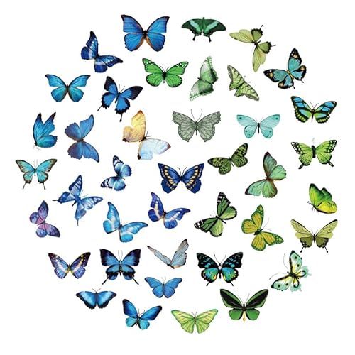 DKDXID 80pcs Sticker Schmetterlinge Selbstklebend Transparente Dekorative Aufkleber Schmetterling Klein Wasserdicht Bunt Butterfly Stickers Scrapbooking für Bullet,Journal,DIY Craft,Wand,Laptops von DKDXID