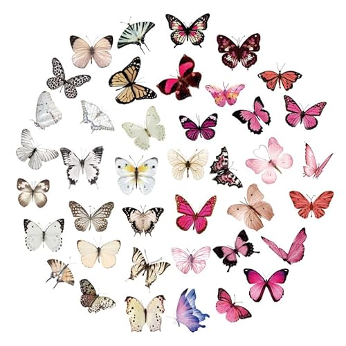 DKDXID 80pcs Sticker Schmetterlinge Selbstklebend Transparente Dekorative Aufkleber Schmetterling Klein Wasserdicht Bunt Butterfly Stickers Scrapbooking für Bullet,Journal,DIY Craft,Wand,Laptops von DKDXID