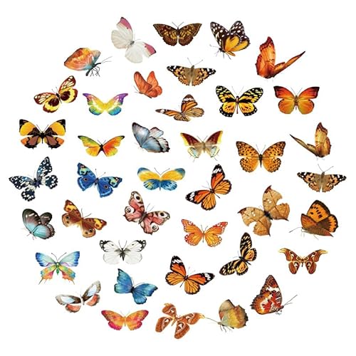 DKDXID 80pcs Sticker Schmetterlinge Selbstklebend Transparente Dekorative Aufkleber Schmetterling Klein Wasserdicht Bunt Butterfly Stickers Scrapbooking für Bullet,Journal,DIY Craft,Wand,Laptops von DKDXID