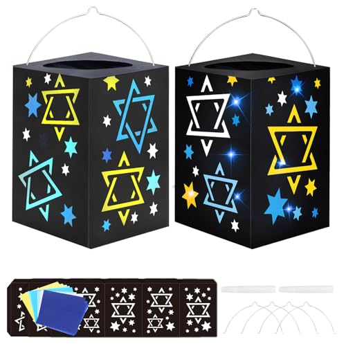 DKINY 4PCS St Martin Laternen Bastelset Kinder Hanukkah Laternen zum Selber Basteln DIY Saint Martin Papierlaternen Kreativset Chanukka Laterne Basteln Geschenk Junge Mädchen Martinstag Laternenumzug von DKINY