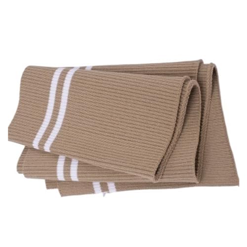 DKJAHSEK Stretch Strickbündchen Big Rib 700 g/m² Baumwolle 15 x 80 cm Dicker Stretch-Streifen-Strickstoff for DIY-Nähen, Bund, Leistenbündchen, Halsband, Jacken Für Bund, Nackenban(Camel White) von DKJAHSEK