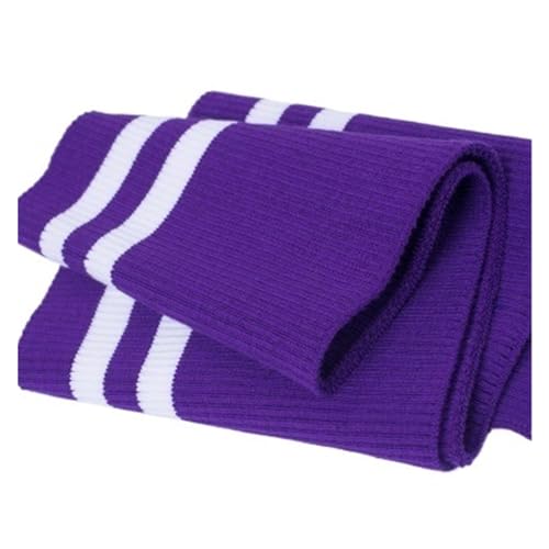 DKJAHSEK Stretch Strickbündchen Big Rib 700 g/m² Baumwolle 15 x 80 cm Dicker Stretch-Streifen-Strickstoff for DIY-Nähen, Bund, Leistenbündchen, Halsband, Jacken Für Bund, Nackenban(Purple White) von DKJAHSEK