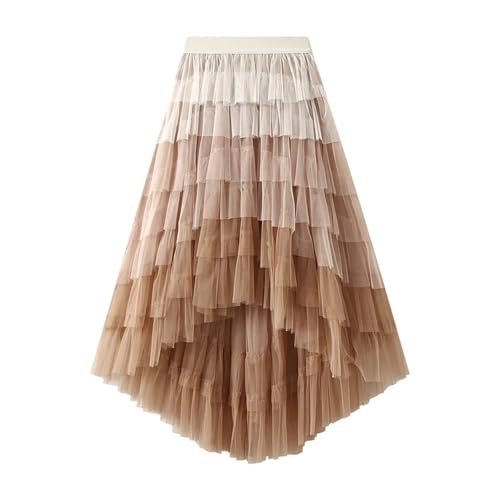 Damen Faltenrock Tüllrock Asymmetrisch Unregelmäßiger Kuchenrock for Damen, Netzstoff mit hoher Taille, Halbkörper, Puffrock, Feenrock, mittellanger Rock, Minirock, Prinzessin Karneval Party Rock(Apri Damen Faltenrock Tüllrock Asymmetrisch Unregelmäßiger Kuchenrock for Damen, Netzstoff mit hoher Taille, Halbkörper, Puffrock, Feenrock, mittellanger Rock, Minirock, Prinzessin Karneval Party Rock(Apri von DKJAHSEK