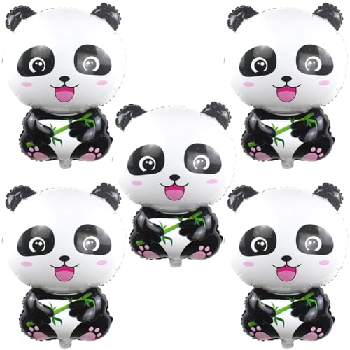 5 Stück Panda Folienballon, Panda Folien Ballon, Tier Heliumballon Geburtstag Dekoration Bauernhof Super Shape Folienballon Pandachen Kindergeburtstag Partydeko Luftballons Supplies von DKLQXCE