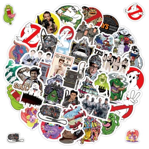 Ghostbuster Aufkleber, DKLQXCE 50 Stück Ghostbuster Stickers, Vinyl Aufkleber Niedliche Film Ghost Buster Wasserdichter Aufkleber für Kinder Laptop Tablet Scrapbook Ordner Gepäck Skateboard von DKLQXCE