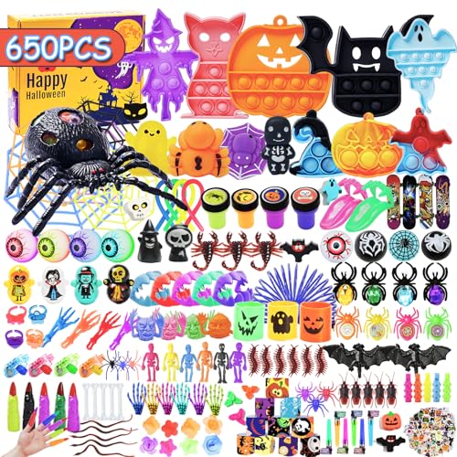 600 Stück Halloween-Partygeschenke für Kinder, Großpackung Fidget-Spielzeug für Partyzubehör, Halloween-Leckereien, Nicht-Bonbons, Schule, Klassenzimmer, Karnevalspreise, Schatzkiste, Spielzeugtruhe von DKZ