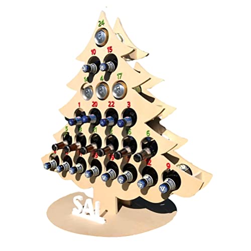 Adventskalender 2022 Weihnachtsbaum Wein Adventskalender Weihnachtsschmuck Weinregale Freistehend Holz 24 Flaschen Mini Weinflaschenständer Für Weihnachtsgeschenke von DKaony