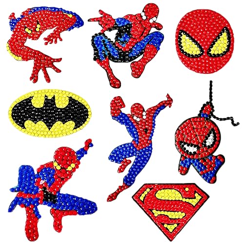 8 Stück Spiider-Mann Diamond Painting Set für Kinder, Cartoon Theme Diamond Painting Sticker, 5D DIY Diamant Malerei, Aufkleber Kit Diamant Malerei Kits für Aufkleber Kinder Geburtstagsgeschenk von DLFSECOLI