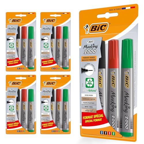 BIC 2000 Marking Bullet Tip Permanent Marker, fette schwarze Tinte, schnell trocknend, ungiftig, farbecht & wasserabweisend, langlebig für Büro, Schule, Zuhause und Industrie – Multipack (5) von DLM Direct