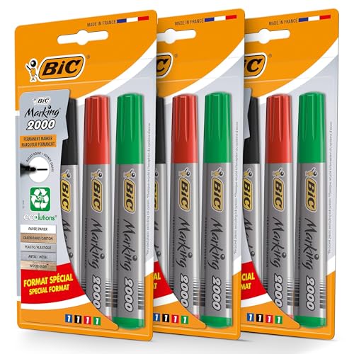 BIC 2000 Marking Bullet Tip Permanent Marker Bold Black Ink, Quick Drying, Non Toxic Fade & Water Resistant Durable for Office, School, Home and Industrial Use - Multipack (3) von DLM Direct