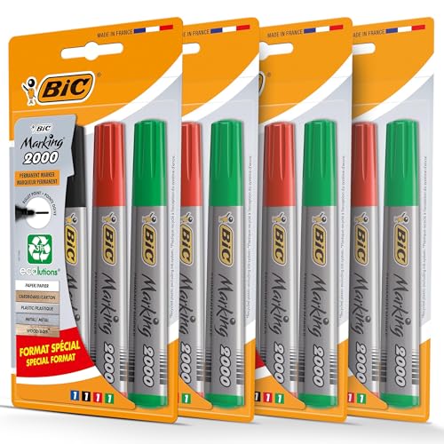 BIC 2000 Marking Bullet Tip Permanent Marker Bold Black Ink, Quick Drying, Non Toxic Fade & Water Resistant Durable for Office, School, Home and Industrial Use - Multipack (4) von DLM Direct