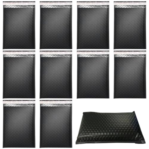 DLPRK 10pcs Versandtaschen Gepolsterte Umschläge Bubble Lined Poly Mailer Selbstversiegelnde für die Verpackung (13x18cm) (Schwarz) von DLPRK