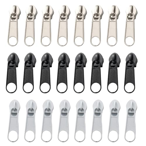 DLPRK 24PCS Reißverschluss Schieber Ersatz, Reißverschluss Reparaturset, Abnehmbare Reißverschluss Zipper Pull Fixer für Kleidung Tasche Gepäck Bettzug von DLPRK