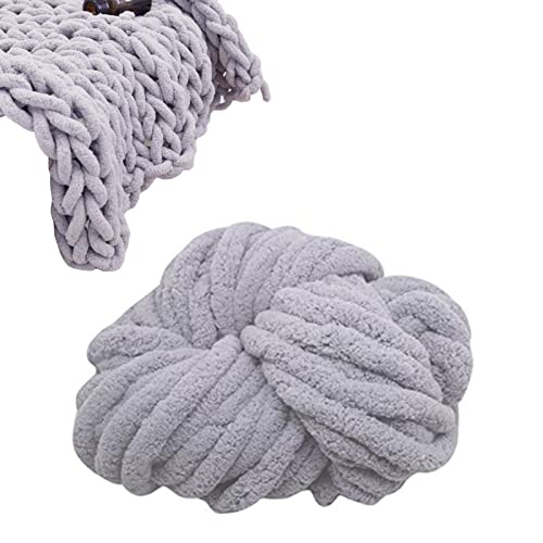 DLSIN Chunky Chenille Garn, Thick Wool Soft Chunky Yarn, Chunky Yarn for Crocheting, Easy to Use, Perfect for Beginners, Knitting Thick Yarn, Plush Yarn for Crochet and Knitting Light Gray von DLSIN