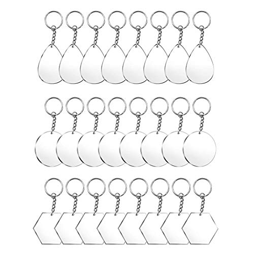 1 Set Acryl-Schlüsselanhänger-Rohlinge mit Schlüsselringen, durchsichtigen Scheiben, Kreisen von DLUKENY