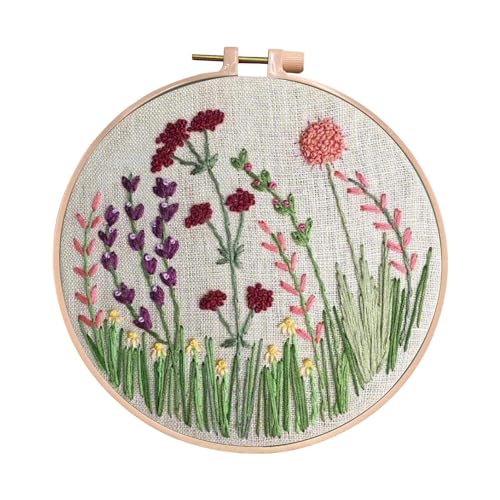 Blumenstickerei-Set, Baumwoll-Stickerei, Anfänger, Stich-Übungsset, Blumen-Kreation, Blumen-Näh-Übungsset, Kreuzstich-Zubehör, Stick-Starter-Set, Fäden Nadeln für Anfänger von DMAIS