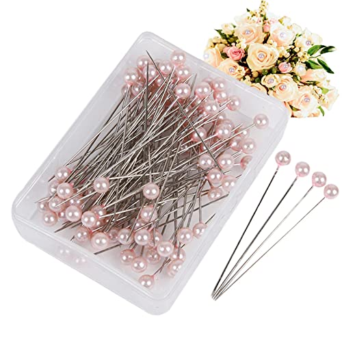 DMAIS Corsage Bouquet Pins, 100 Stück Perlenkopf Schneidernadeln, gerader Kopf Pins Blumennadeln für Handwerk Hochzeit Nähen Blume Dekoration, Corsage Edelstahl für Handwerk, Nähnadeln von DMAIS