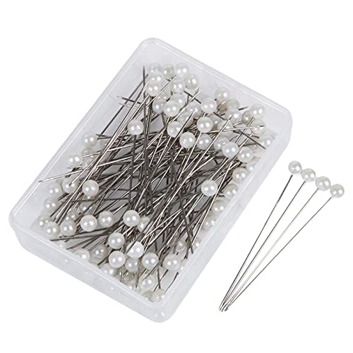 DMAIS Corsage Bouquet Pins, 100 Stück Perlenkopf Schneidernadeln, gerader Kopf Pins Blumennadeln für Handwerk Hochzeit Nähen Blume Dekoration, Corsage Edelstahl für Handwerk, Nähnadeln von DMAIS