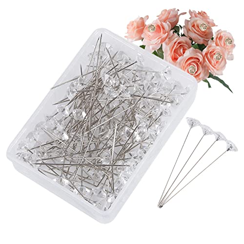 DMAIS Corsage Bouquet Pins, 100 Stück Perlenkopf Schneidernadeln, gerader Kopf Pins Blumennadeln für Handwerk Hochzeit Nähen Blume Dekoration, Corsage Edelstahl für Handwerk, Nähnadeln von DMAIS