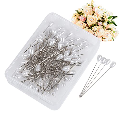 DMAIS Corsage Bouquet Pins, 100 Stück Perlenkopf Schneidernadeln, gerader Kopf Pins Blumennadeln für Handwerk Hochzeit Nähen Blume Dekoration, Corsage Edelstahl für Handwerk, Nähnadeln von DMAIS