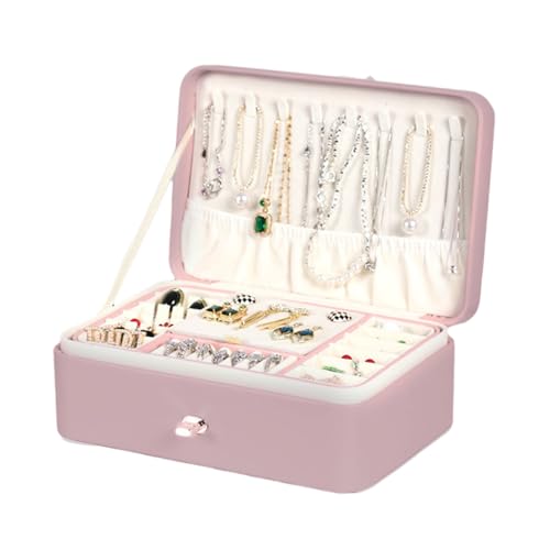 DMAIS Schmuckaufbewahrungskoffer, Flanell Schmuck Organizer, Schmuck Organizer Box, Tragbare Schmuckschatulle Schmuck Aufbewahrungsbox für Uhren, Ohrringe, Ringe & Halsketten von DMAIS