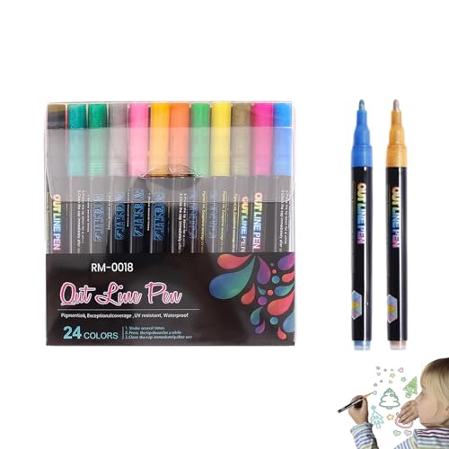 Double Outline Markers, 13.3 cm Drawing Outline Double Pens Marker, Self Outline Markers Double Pen for Art Crafts, Rock Painting & Art Supplies, Sketching and Drawing Making von DMAIS