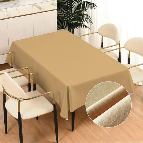 Robuste Vinyl-Tischdecke, rechteckig, wasserfest, Kunststoff-Tischdecke, rechteckige Tischdecke mit Baumwoll- und Leinenstruktur, abwischbare PVC-Tischdecke für den Außenbereich 100 * 160CM yellow von DMBAOD