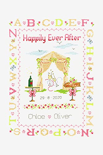 DMC Stickpackung aus gestrandetem Baumwollfaden, mit Zitat "Happily Ever After", Hochzeit BK1922 von DMC