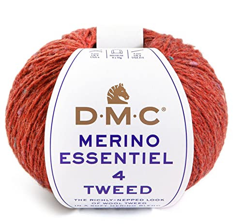 DMC Wolle Strickgarn Handstrickgarn Merino Essentiel 4 Tweed, soft merino blend mit Merinowolle (907 ziegel) von DMC