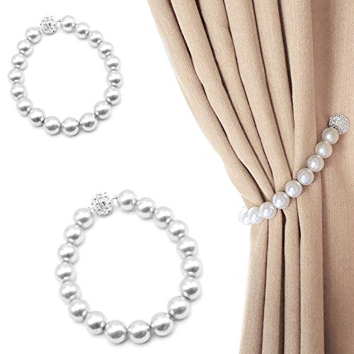 DMFSHI Vorhanggurte, Magnetische Vorhang, 2 PCS Magnetic Pearl Curtain Tie Backs, Schnallen für Die Home Office Dekoration Fensterbehandlung von DMFSHI