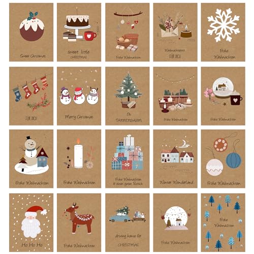 DMHSGIFT Weihnachtskarten mit Umschlag Set 20 Stück A6 Karte Weihnachten Klappkarten Blanko witzige Weihnachtskarten Christmas Cards für die schönsten Weihnachtsgrüße von DMHSGIFT