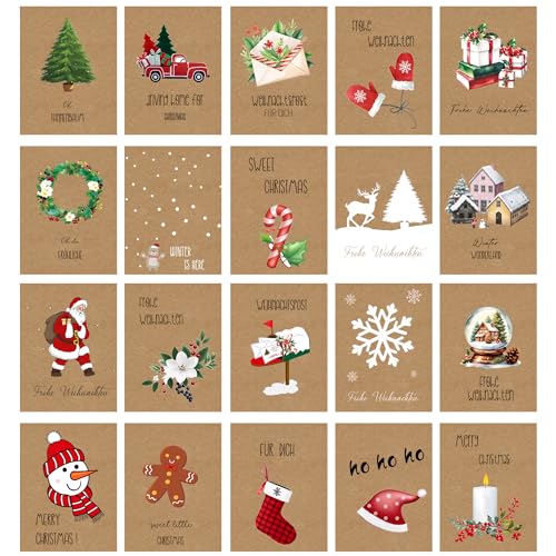 DMHSGIFT Weihnachtskarten mit Umschlag Set 20 Stück A6 Klappkarten Weihnachtskarten Set Christmas Cards für Familie, Freunde von DMHSGIFT