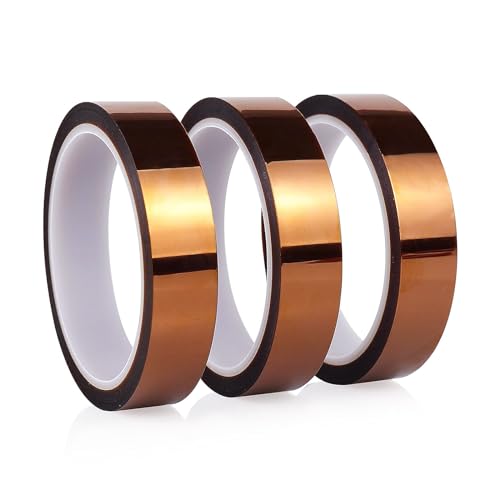 DMJJSD Hitzebeständiges klebeband 20mmx33m Kapton Tape, Hohe Temp Tape Polyimid Film Klebeband Hohen Temperaturen Hitzebeständig Klebeband zum Abdecken, Löten, Elektrik usw (3 Rollen) von DMJJSD