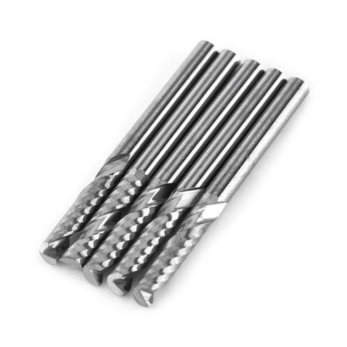 5 Stück 3,175 mm 1/8 Schaft Einzelflöte Schaftfräser Wolframkarbid CNC-Bit-Set von DMLENGOIN