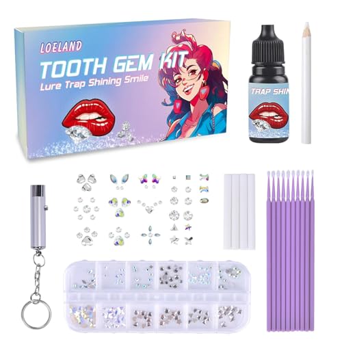 DMNQ Zahnschmuck Set Tooth Gem Kit Zahnstein Set Tooth Gems Zahn Steinchen Set Zahnstein Schmuck DIY Zahn Edelstein Set Modischer Kristall Zahnschmuck 124Pcs Tooth Gems von DMNQ